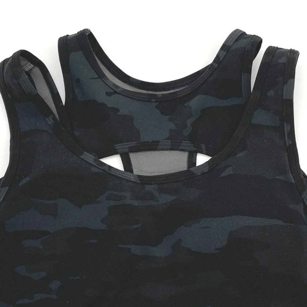 Alphalete Camo Sports Bra Womens Small Double Strap Racerback Athleisure Gym